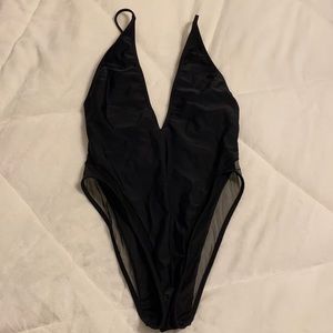 Forever 21 Black Mesh One Piece Bathing Suit